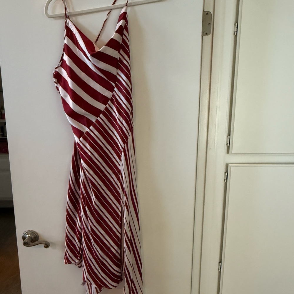 Anthropologie Red and White Asymmetrical Dress